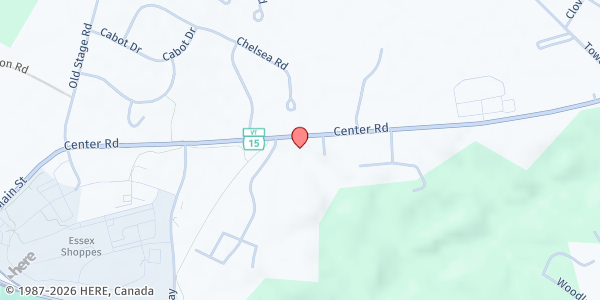 Map showing Aunt Dot's Place at 51 Center Rd., Essex, VT