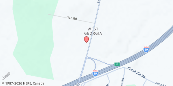 Map showing Georgia Food Shelf at 1697 Ethan Allen Hwy., Georgia, VT