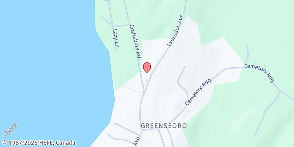 Map showing The Giving Closet at 82 Craftsbury Rd., Greensboro, VT
