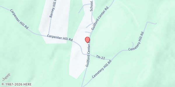 Map showing Guilford Cares Food Pantry at 3940 Guilford Center Rd., Guilford, VT