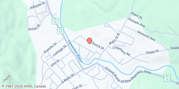 Map showing Hardwick Community Dinner at United Church of Hardwick at 113 W Church St., Hardwick, VT