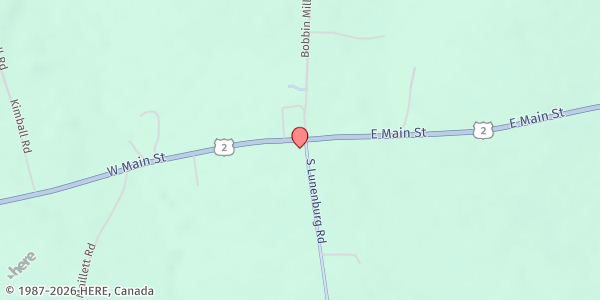 Map showing Gilman-Lunenburg Food Shelf at 9 W Main St., Lunenburg, VT