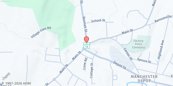 Map showing Community Food Cupboard - Manchester Center Town Hall at Manchester Center Town Hall, 40 Jeff Williams Way, Manchester Center, VT