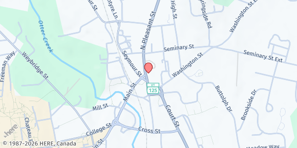 Map showing Charter House Coalition at 27 N Pleasant St, Middlebury, VT