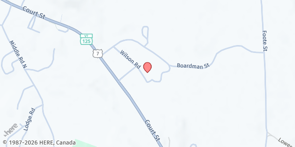 Map showing United Way of Addison County at 175 Wilson Rd, Middlebury, VT