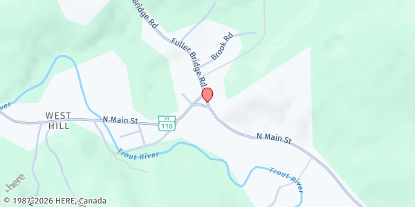 Map showing Montgomery United Methodist Church Food Shelf at 20 Fuller Bridge Rd., Montgomery, VT