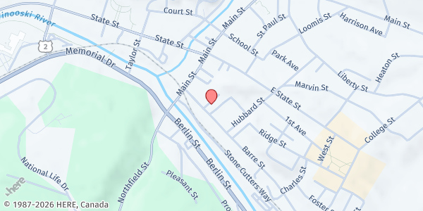 Map showing WCMH/Sunrise Wellness Center at 34 Barre Street, Montpelier, VT