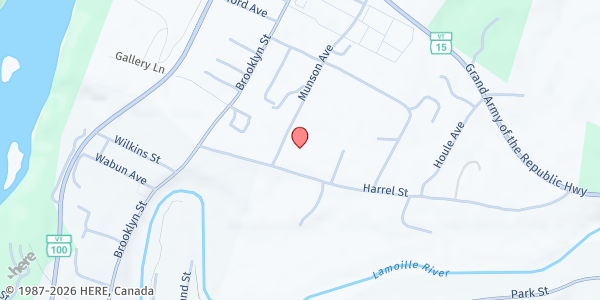 Map showing Lamoille Community Food Share at 197 Harrel St, Morristown, VT