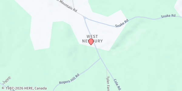 Map showing West Newbury Congregational Church at 207 Tyler Farm Rd, Newbury, VT