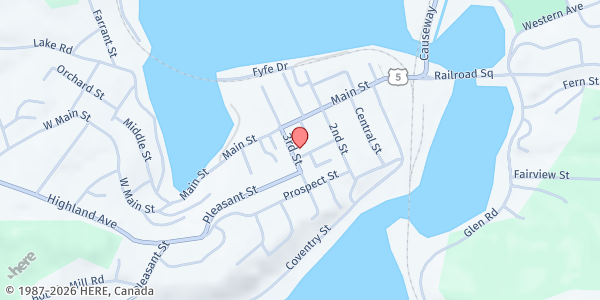 Map showing United Church of Newport at 63 3rd St., Newport, VT