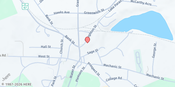 Map showing St. John the Baptist Church at 3-5 Houghton Street, North Bennington, VT