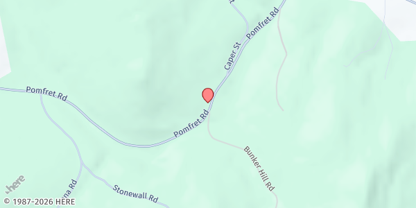 Map showing North Pomfret Church at 7767 Pomfret Rd POB# 308, North Pomfret, VT