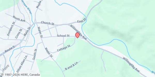 Map showing Orleans Federated Church at 58 School St., Orleans, VT