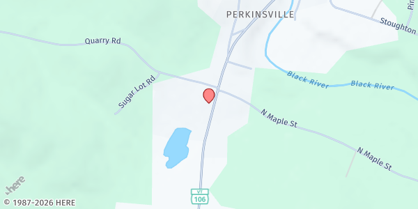 Map showing Weathersfield Food Shelf at 1862 Route 106, Perkinsville, VT