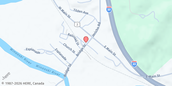 Map showing Richmond Food Shelf and Thrift Store Inc at 58 Bridge Street, Richmond, VT