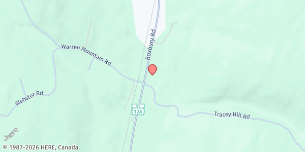 Map showing Roxbury Food Shelf at 1483 Roxbury Road, Roxbury, VT