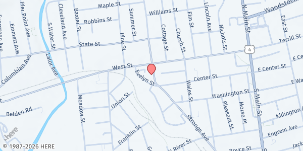 Map showing Boys & Girls Club of Rutland at 75-77 Merchants Row, Rutland, VT