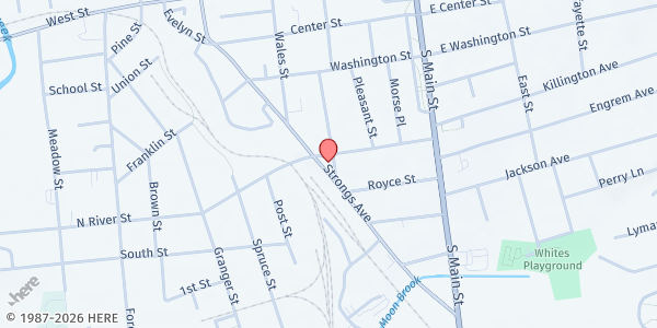 Map showing Rutland United Methodist Church at 60 Strongs Ave., Rutland, VT