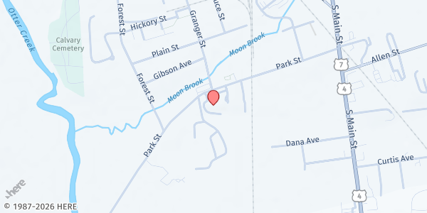 Map showing Vermont Achievement Center at 88 Park Street, Rutland, VT