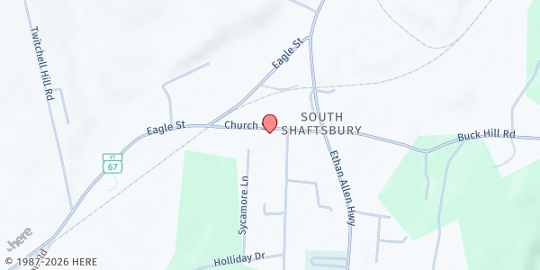 Map showing Shaftsbury United Methodist Church - Food Distribution Center at 127 Church St, Shaftsbury, VT