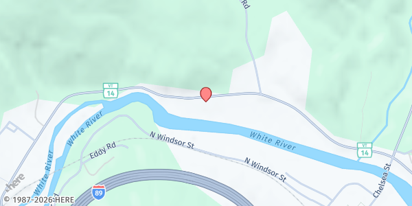 Map showing South Royalton Area Food Shelf at 2995 VT Route 14, South Royalton, VT