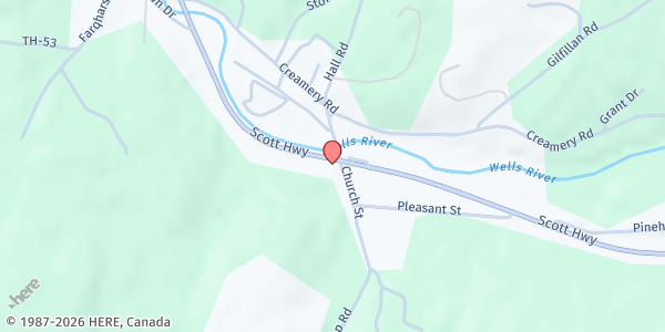 Map showing South Ryegate United Presbyterian Church at 114 Church St, South Ryegate, VT