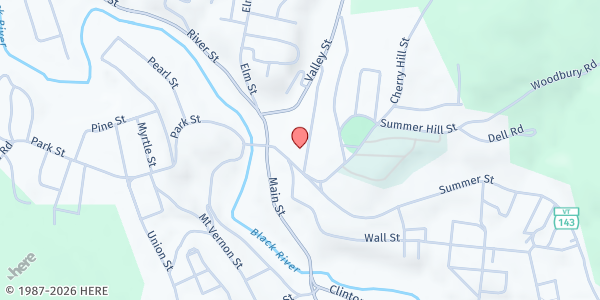 Map showing Holy Family Parish at 10 Pleasant St, Springfield, VT