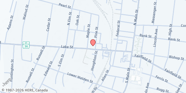 Map showing Martha's Community Kitchen at 139 Lake St, St Albans City, VT