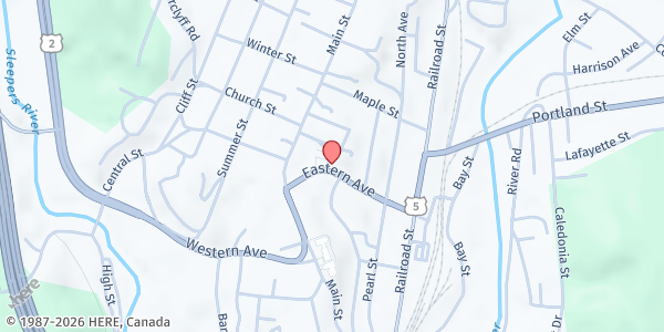 Map showing Mustard Seed Soup Kitchen at 178 Eastern Avenue, St Johnsbury, VT