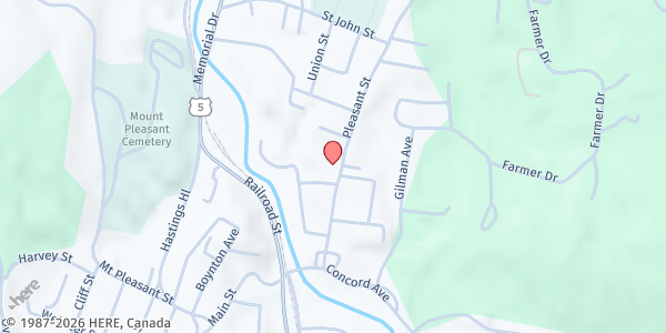 Map showing Pleasant Street Baptist Church at 193 Pleasent Street, St. Johnsbury, VT
