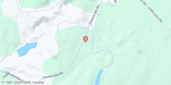 Map showing Websterville Baptist Church at 143 Church Hill Road, Websterville, VT