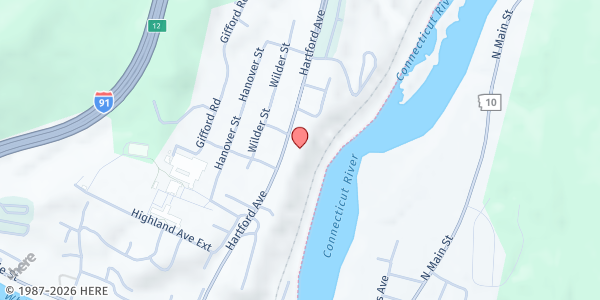 Map showing Upper Valley Haven at 713 Hartford Avenue, White River Junction, VT