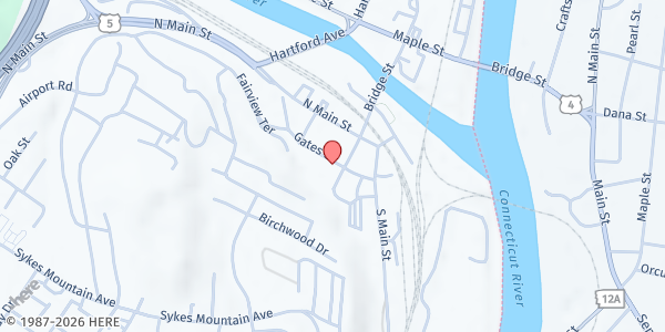 Map showing White River Junction United Methodist Church at , White River Junction, VT