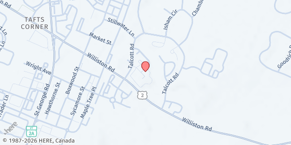 Map showing Williston Community Food Shelf at 400 Cornerstone Drive, Williston, VT