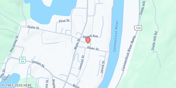 Map showing Windsor Town Welcome Center at 3 Railroad Ave, Windsor, VT