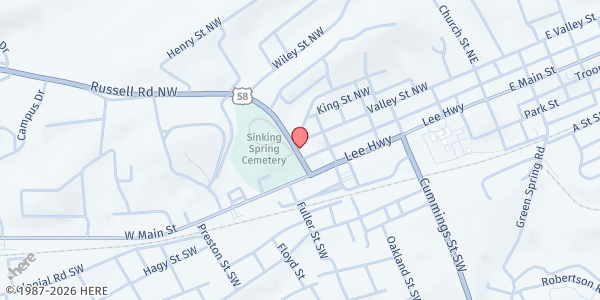 Map showing Southwestern Virginia 2nd Harvest Food Bank at 126 Russell Rd., Abingdon, VA