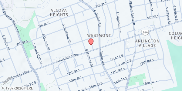 Map showing Arlington Presbyterian Church at 918 South Lincoln Street, Alcova Heights, VA