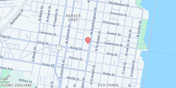Map showing Christ Church Lazarus Ministry at 118 North Washington Street, Alexandria Historical District, VA