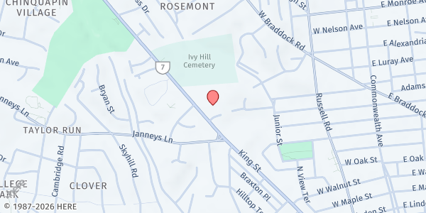 Map showing ALIVE! - Alexandria at 2723 King St, Alexandria, VA