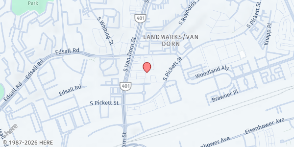 Map showing ALIVE! West End Food Hub at 510-F South Van Dorn Street, Alexandria, VA