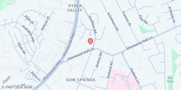 Map showing Bethlehem Baptist Church at 7836 Fordson Road, Alexandria, VA