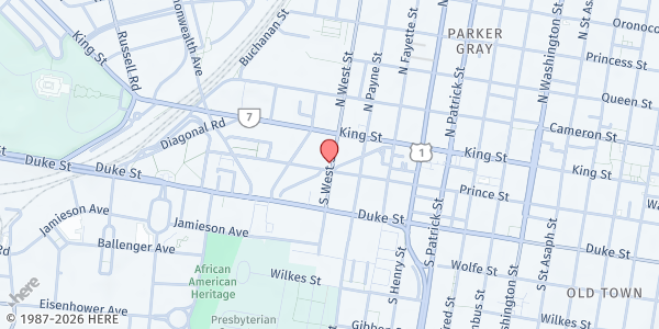 Map showing Christ House Arlington Diocese at 131 S West St, Alexandria, VA