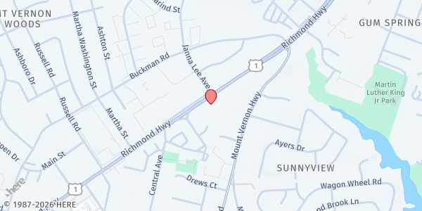 Map showing Emmanuel Worship Center Seventh Day Adventist Church at 8145 Richmond Highway, Alexandria, VA