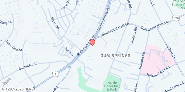 Map showing Greater Morning Star Apostolic Church at 7929 Richmond Highway, Alexandria, VA