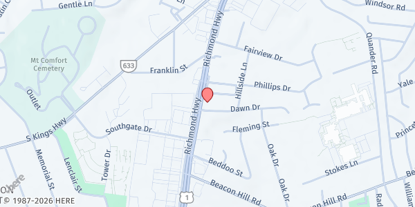 Map showing Groveton Baptist Church at 6511 Richmond Highway, Alexandria, VA