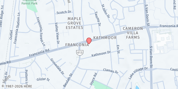 Map showing Koinonia Foundation, Inc. at 6037 Franconia Road, Alexandria, VA