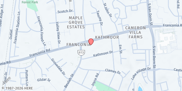Map showing Mary's Food Pantry and Clothing Closet at 6037 Franconia Rd., Alexandria, VA