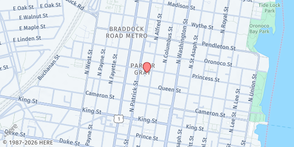 Map showing Meade Memorial Episcopal Church at 322 N Alfred St, Alexandria, VA