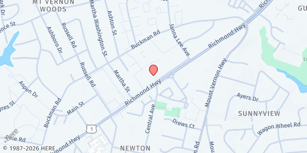 Map showing Revival Baptist Ministries INT at 8174 Richmond Hwy, Alexandria, VA