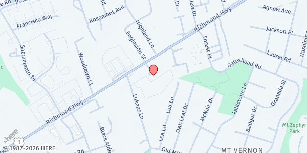 Map showing Royal Missionary Baptist Church at 8631 Engleside Office Park, Alexandria, VA